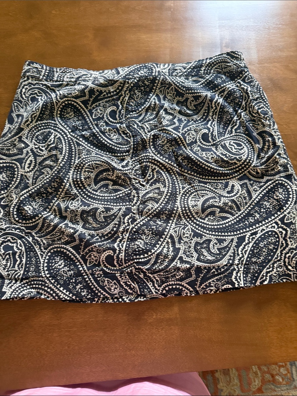 Karen Scott Navy and White Paisley Print Mini Skort